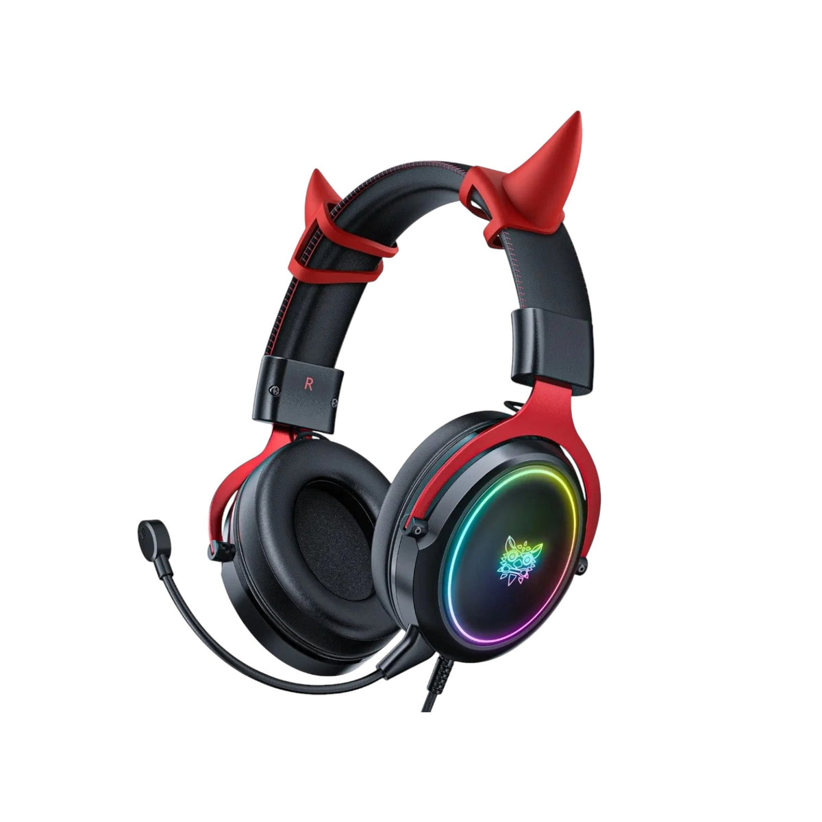 Onikuma X10 Ox Horn RGB Wired Professional Gaming Headset with Noise Cancellation Microphone (Black Red) (HOK3517)