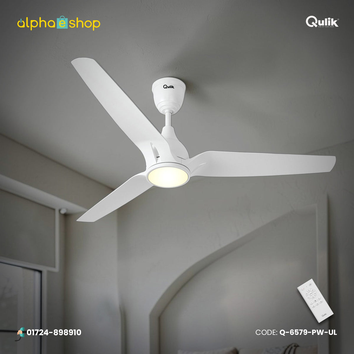 Qulik Nexa 56" Silent Series Energy Saving BLDC Remote Control Underlight Ceiling Fan (Pearl White) | Q-6579-PW-UL