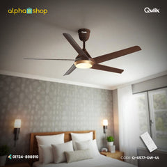 Qulik Alpha Edge 5B 53" energy saving BLDC remote control underlight ceiling fan in Dark Wood (Q-6577-DW-UL).