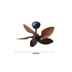 Qulik Flora 28" decorative silent ABS blade ceiling fan with remote control in Dark Wood (Q-D77089-DW).
