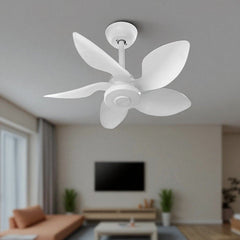 Qulik Flora 28" decorative silent ABS blade ceiling fan with remote control in White (Q-D77089-W).