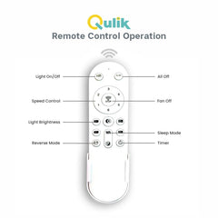 Qulik Spinner Pro 32" - Modern Decorative Silent ABS Blade with Remote Ceiling Fan (Pearl White) Q-D78021-PW