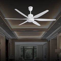 Qulik Silex 54" silent ABS blade ceiling fan with underlight and remote control in White (Q-6507-W).