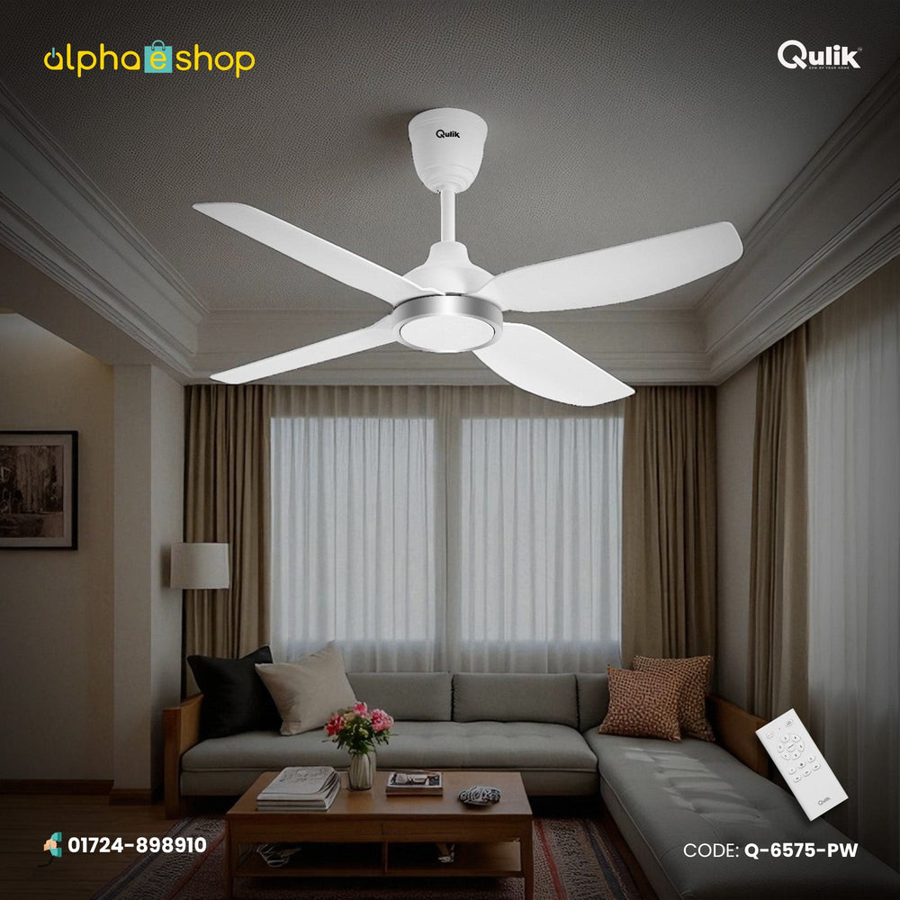 Qulik Windora 56" energy saving BLDC remote control ceiling fan in Pearl White (Q-6575-PW).
