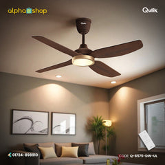 Qulik Windora 56" energy saving BLDC remote control underlight ceiling fan in Dark Wood (Q-6575-DW-UL).