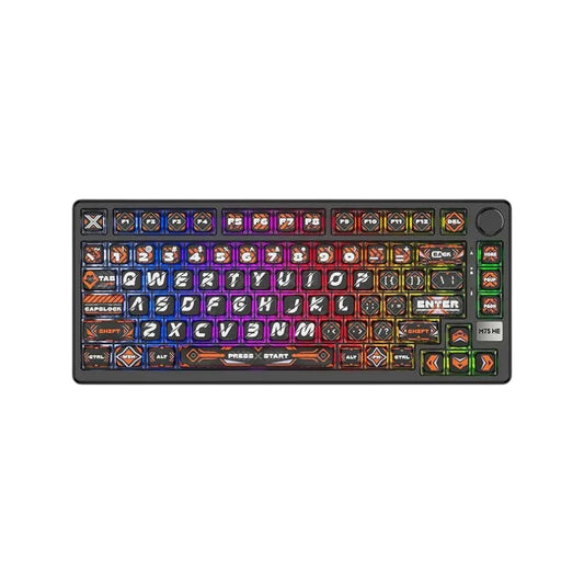 Royal Kludge RK M75 HE mechanical gaming keyboard with magnetic mint switches, RGB lighting, and custom Hephaestus keycaps.