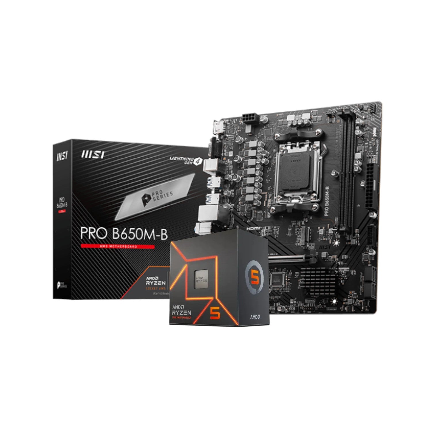 AMD Ryzen 5 7600 Gaming Processor with MSI PRO B650M-B DDR5 AMD AM5 m-ATX Motherboard (CO100004)