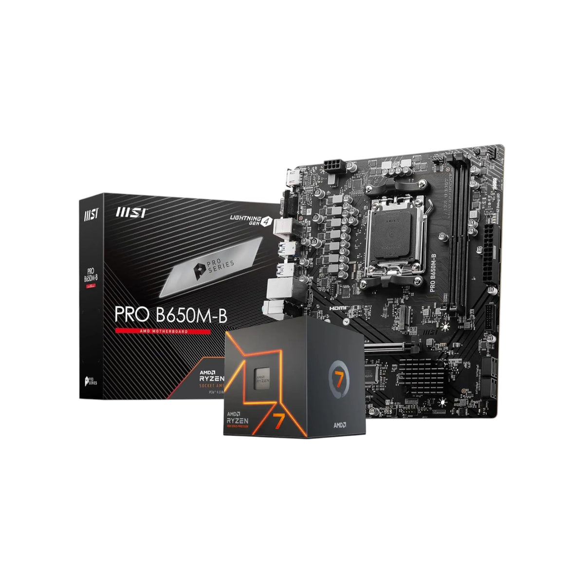 AMD Ryzen 7 7700 Gaming Processor with MSI PRO B650M-B DDR5 AMD AM5 m-ATX Motherboard (CO100005)