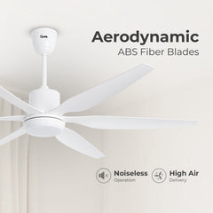 Qulik Silex 66"- Modern Decorative Silent ABS Blade Under light with Remote Ceiling Fan (White) Q-6507-W