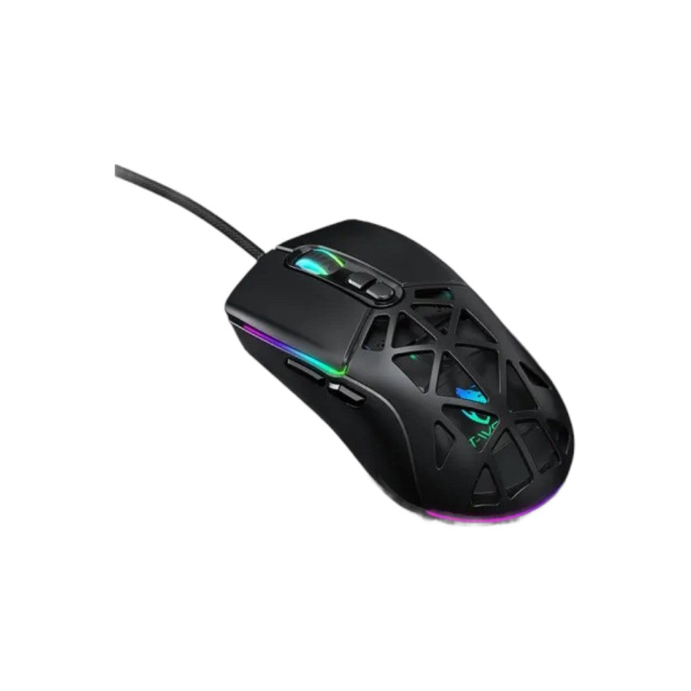 T-WOLF G520 wired gaming mouse in black featuring an ergonomic chassis and integrated dynamic RGB lighting.