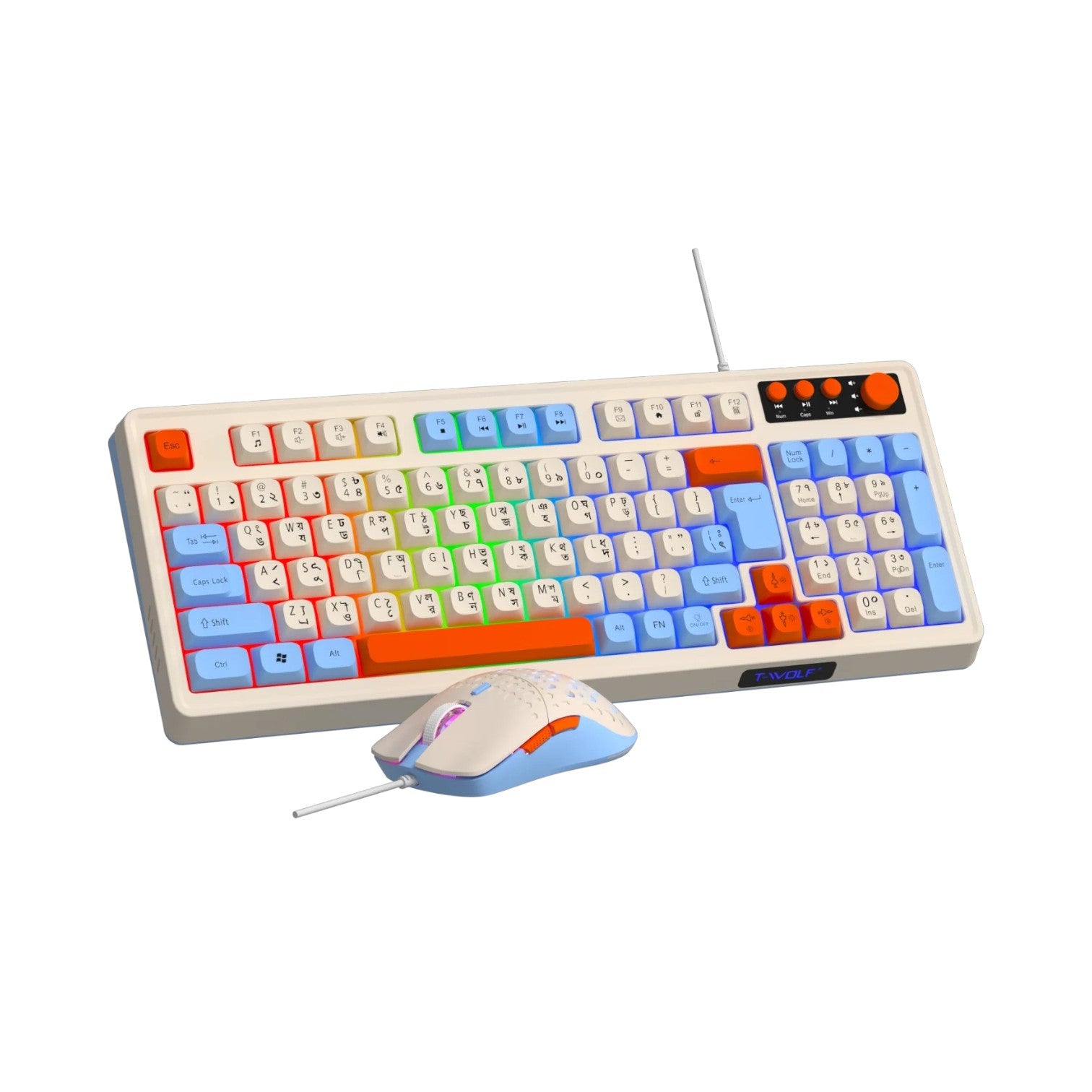 T-WOLF TF100 Wired Keyboard Mouse Gaming Combo