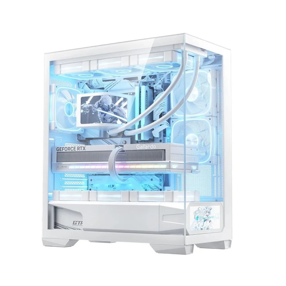 ThundeRobot GQX25A gaming PC case featuring a transparent side panel, optimized airflow design, and clear visibility for high-performance components.