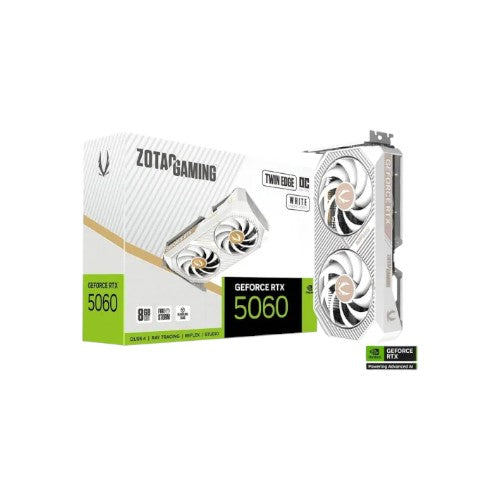ZOTAC GAMING GeForce RTX 5060 Twin Edge OC White Edition 8GB GDDR7 Graphics Card (GCZ90915)