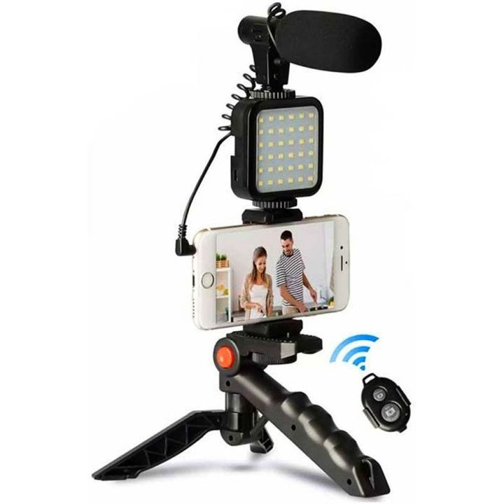 VIDEO Making Kit AY-49 Remote Control Vlogging Video Making Kits Microphone LED Fill Light Mini Tripod (TNB0001)