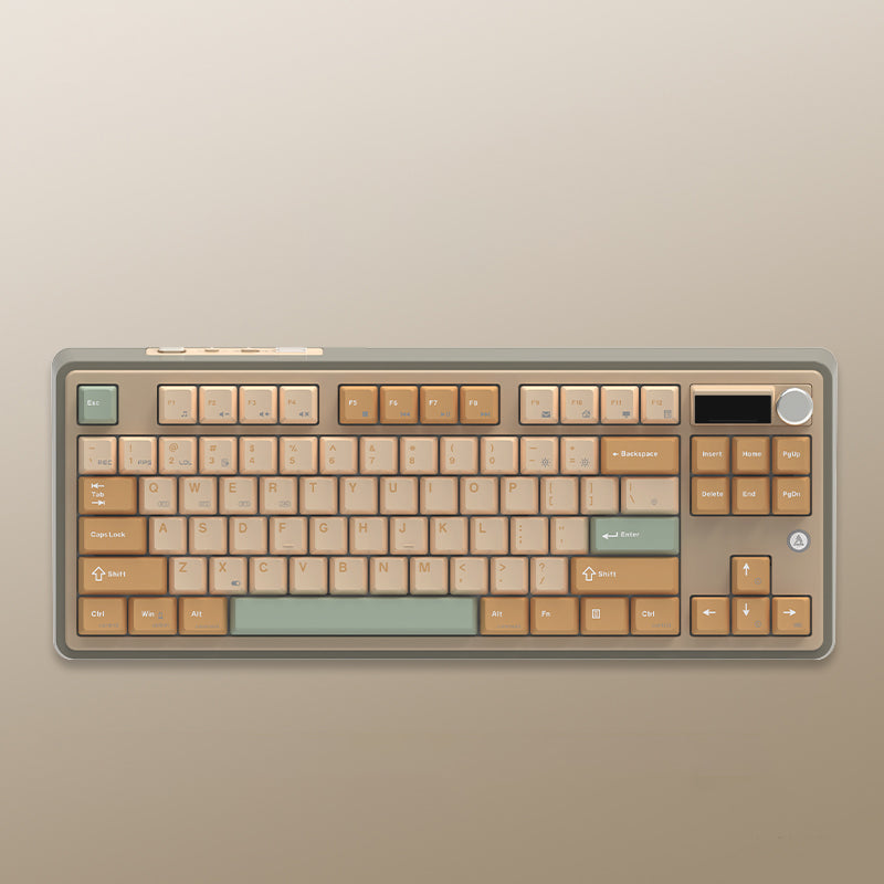 AJAZZ AK870 Hot-Swap Mechanical Keyboard Fallen Leaf Yellow TFT Screen Ajazz Jasmine Switch (KAJZ724)